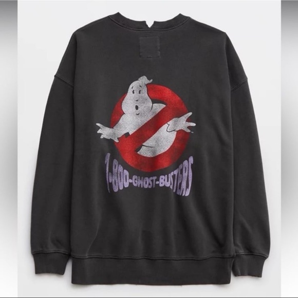 Aerie The Chill Crewneck Sweatshirt in Ghostbusters Graphic Gray Medium - Picture 12 of 12